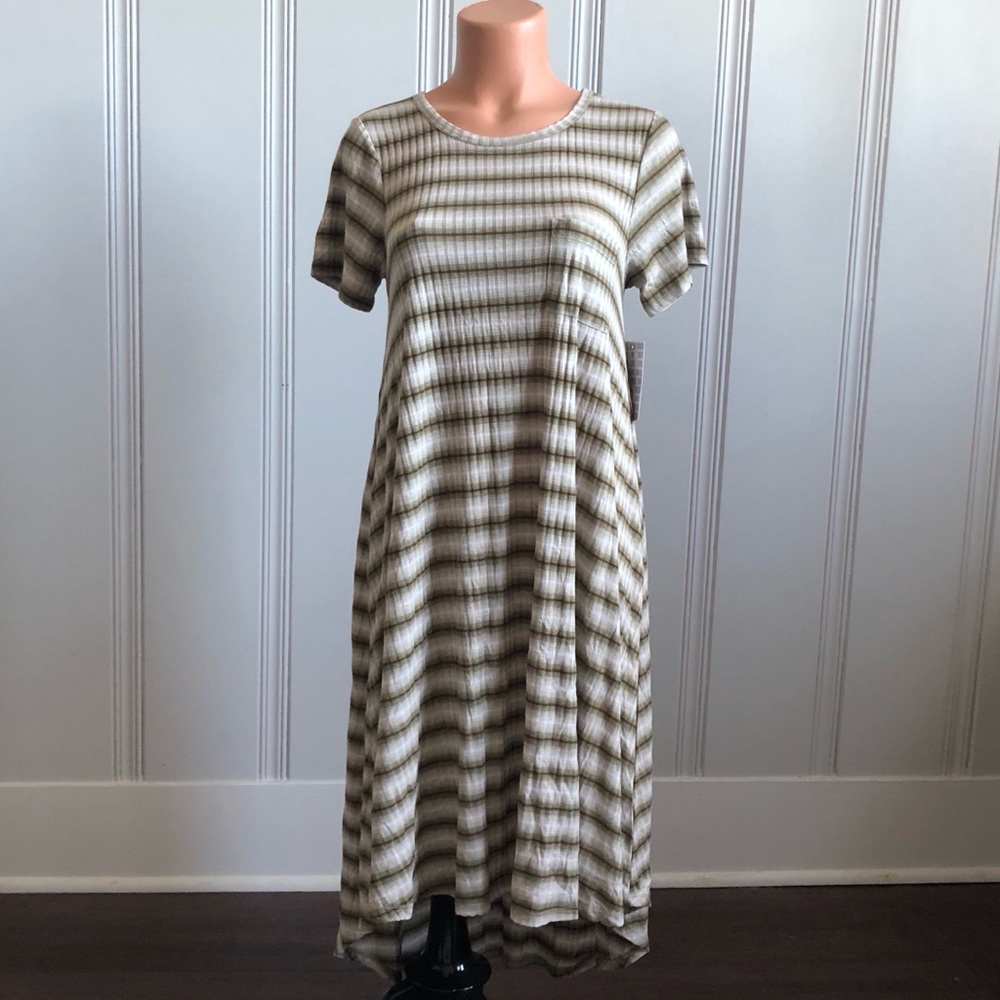 NWT LuLaRoe Stripe Carly Pocket Hi Lo Swing Dress